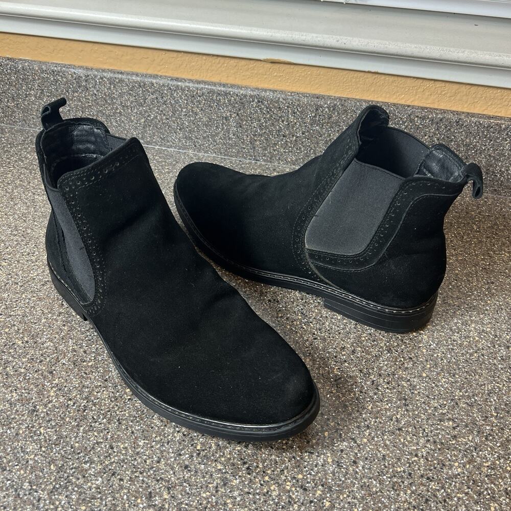 Bruno Marc Mens Sz 12 Chelsea Desert Ankle Boots Black Suede Chukka Slip On Shoe